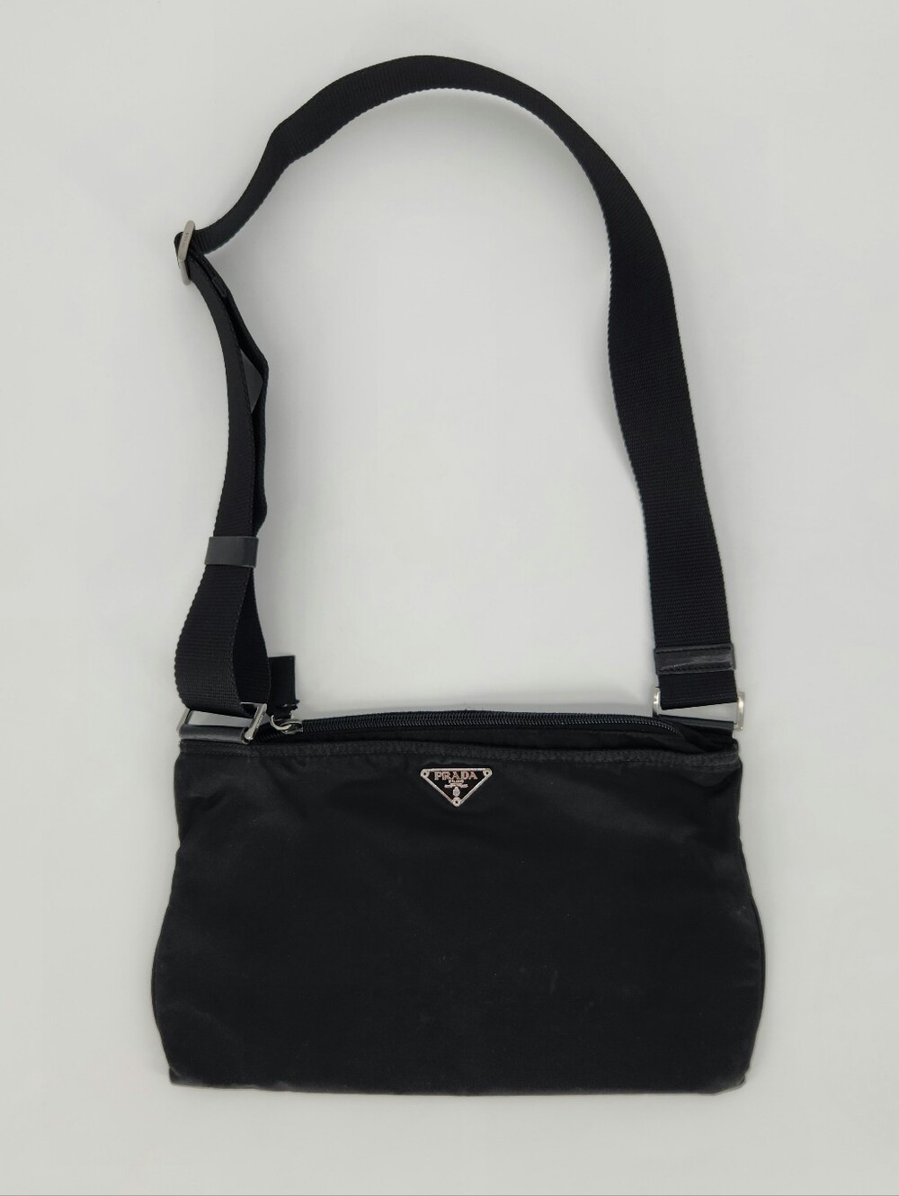 Prada Black Tessuto Nylon w/ Triangle Logo Crossbody Shoulder Bag
